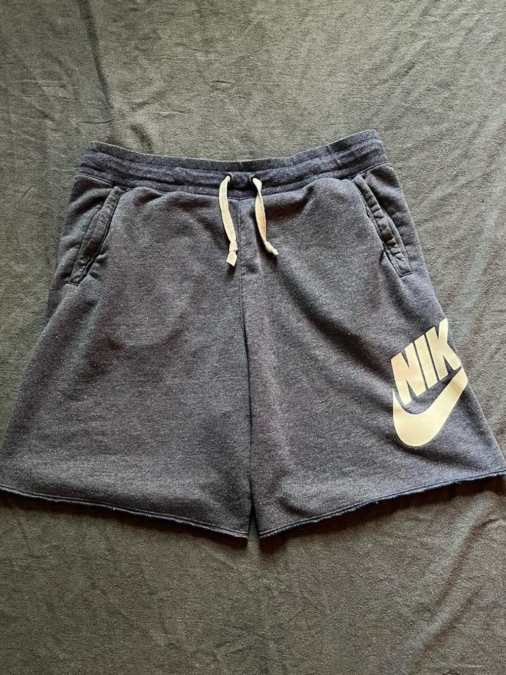 Nike blue cut off french terry sweat shorts